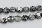 CTJ05 16 inches 8mm flat round black water jasper beads wholesale