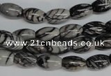 CTJ38 15.5 inches 8*12mm rice black water jasper beads wholesale
