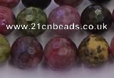 CTO638 15.5 inches 12mm faceted round tourmaline gemstone beads