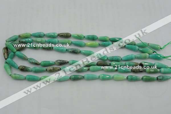 CTR06 15.5 inches 6*16mm faceted teardrop grass agate beads