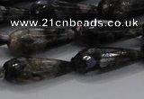 CTR100 15.5 inches 8*20mm faceted teardrop grey opal gemstone beads