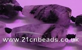 CTR207 16*35mm - 18*43mm faceted teardrop black rutilated quartz beads