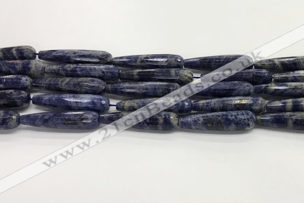 CTR47 15.5 inches 10*40mm faceted teardrop sodalite gemstone beads