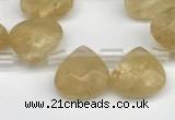 CTR615 Top drilled 10*10mm faceted briolette yellow watermelon beads