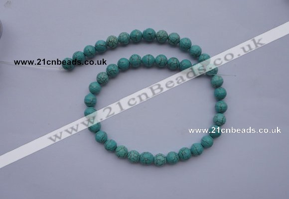 CTU12 15.5 inches 8mm faceted round blue turquoise beads Wholesale