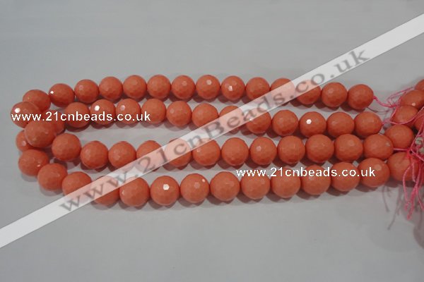 CTU1326 15.5 inches 14mm faceted round synthetic turquoise beads