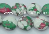 CTU227 16 inches 16mm flat round imitation turquoise beads wholesale