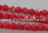 CTU2620 15.5 inches 4mm faceted round synthetic turquoise beads