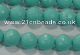 CTU2782 15.5 inches 8mm faceted round synthetic turquoise beads
