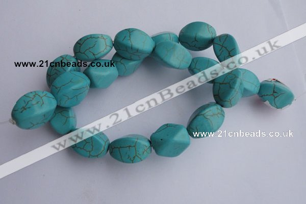 CTU28 15.5 inches 13*20mm twisted oval blue turquoise beads Wholesale