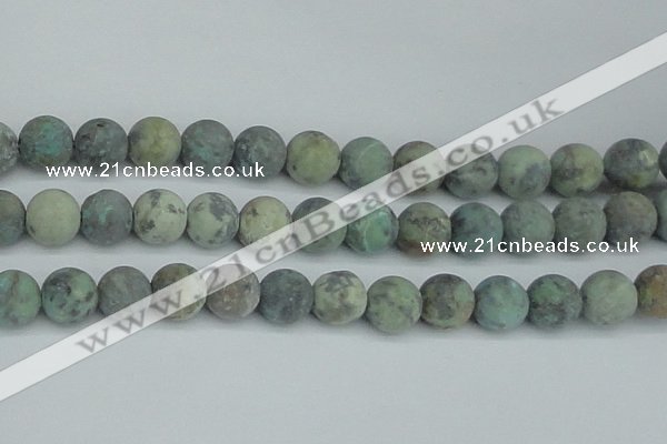 CTU566 15.5 inches 12mm round matte african turquoise beads