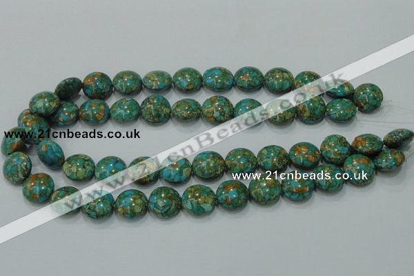 CTU614 15.5 inches 16mm flat round synthetic turquoise beads wholesale
