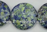 CTU661 15.5 inches 30mm flat round synthetic turquoise beads
