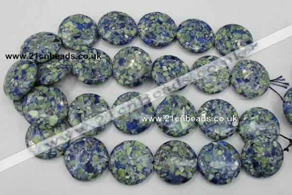 CTU661 15.5 inches 30mm flat round synthetic turquoise beads