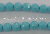 CTU913 15.5 inches 10mm faceted round synthetic turquoise beads