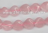 CTW04 15.5 inches 12mm twisted coin rose quartz beads wholesale