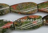 CTW120 15.5 inches 15*30mm twisted rectangle unakite gemstone beads