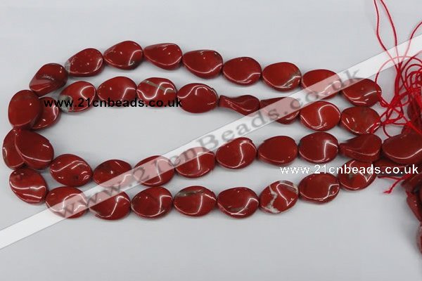 CTW85 15.5 inches 15*20mm twisted oval red jasper gemstone beads