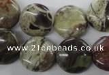 CUG151 15.5 inches 16mm flat round australian unakite beads