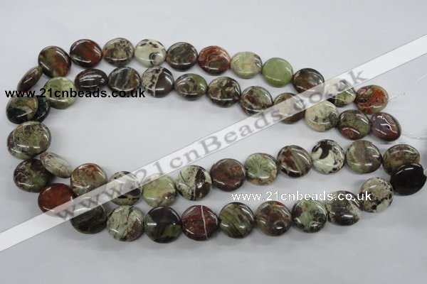 CUG151 15.5 inches 16mm flat round australian unakite beads