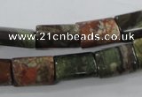 CUG158 15.5 inches 10*15mm flat tube australian unakite beads