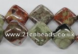 CUG159 15.5 inches 14*14mm diamond australian unakite beads