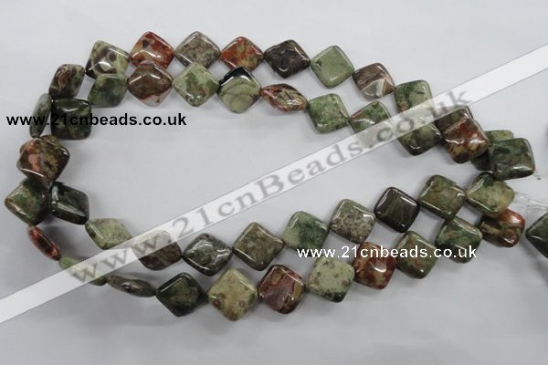 CUG159 15.5 inches 14*14mm diamond australian unakite beads