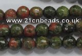 CUG301 15.5 inches 6mm faceted round unakite gemstone beads