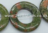 CUG77 15.5 inches 40mm donut unakite gemstone beads wholesale