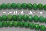 CWB390 15.5 inches 4mm faceted round howlite turquoise beads