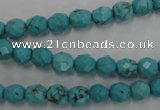 CWB421 15.5 inches 6mm faceted round howlite turquoise beads
