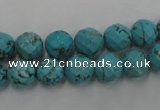 CWB422 15.5 inches 8mm faceted round howlite turquoise beads