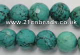 CWB426 15.5 inches 14mm faceted round howlite turquoise beads