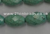 CWB484 15.5 inches 12*20mm faceted rice howlite turquoise beads