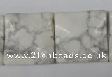 CWB62 15.5 inches 25*25mm wavy square natural white howlite beads