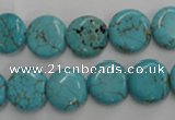 CWB703 15.5 inches 12mm flat round howlite turquoise beads