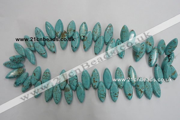 CWB755 Top-drilled 10*24mm marquise howlite turquoise beads wholesale