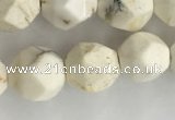 CWB886 15.5 inches 8mm faceted nuggets white howlite turquoise beads