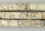 CWB914 15.5 inches 4*13mm tube white howlite turquoise beads
