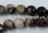 CWJ214 15.5 inches 12mm faceted round wood jasper gemstone beads