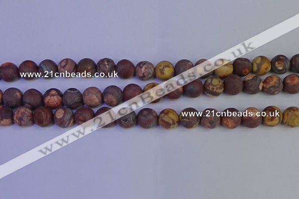 CWJ424 15.5 inches 12mm round matte wood eye jasper beads