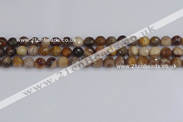 CWJ477 15.5 inches 8mm faceted round wood jasper gemstone beads