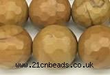 CWJ603 15 inches 10mm faceted round wooden jasper beads wholesale