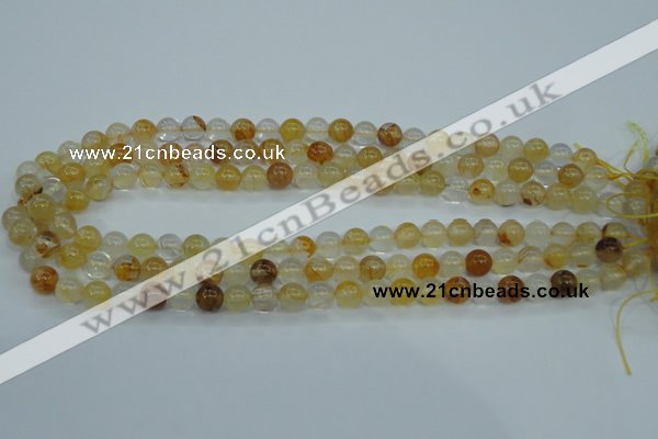 CYC102 15.5 inches 8mm round yellow crystal quartz beads