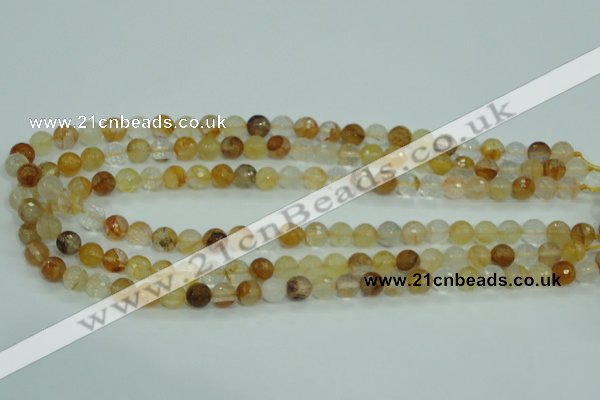 CYC113 15.5 inches 8mm faceted round yellow crystal quartz beads