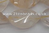 CYC205 15.5 inches 22*32mm twisted & faceted teardrop yellow quartz beads