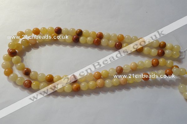 CYJ262 15.5 inches 8mm round mixed color yellow jade beads wholesale