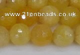 CYJ642 15.5 inches 12mm faceted round yellow jade beads wholesale