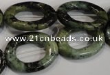 CZJ514 15.5 inches 18*25mm oval donut green zebra jasper beads