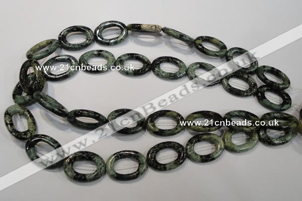 CZJ514 15.5 inches 18*25mm oval donut green zebra jasper beads